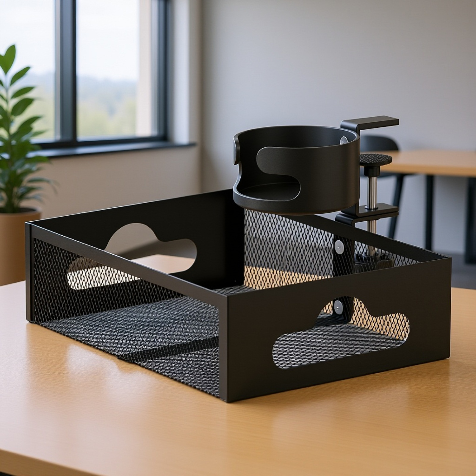 Kabelmanagement-Rack für unter den Schreibtisch, bohrfreier Kabelkorb aus Drahtgeflecht, Halterung f