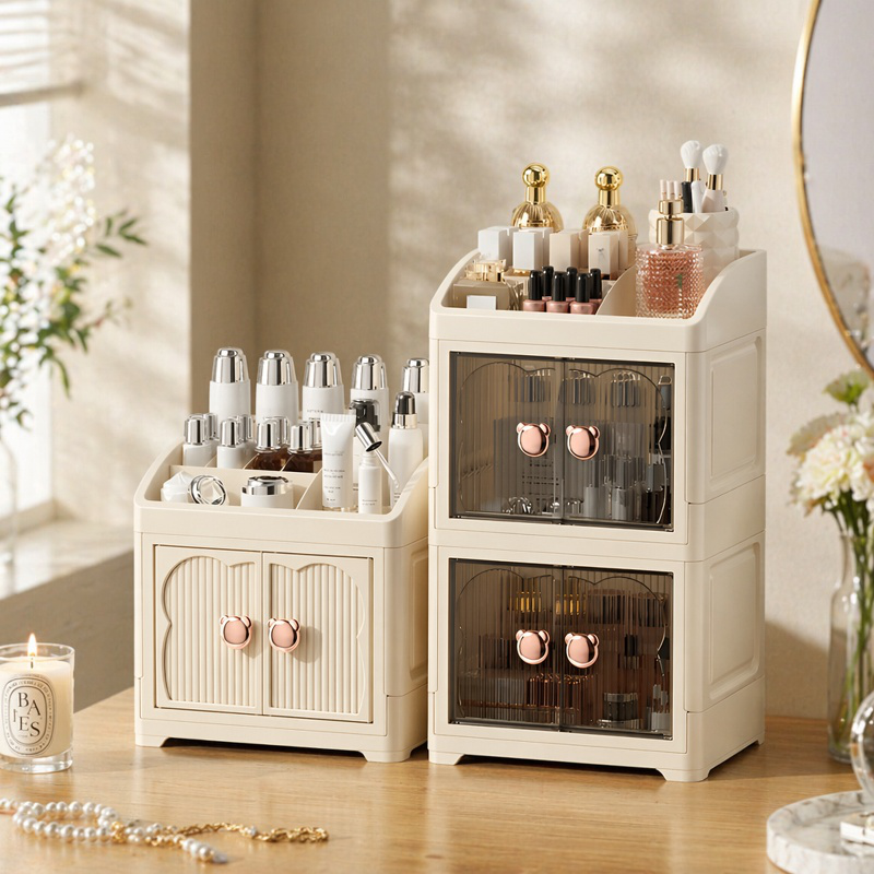 Multifunctional Desktop Makeup Storage Cabinet for Skincare and Cosmetics