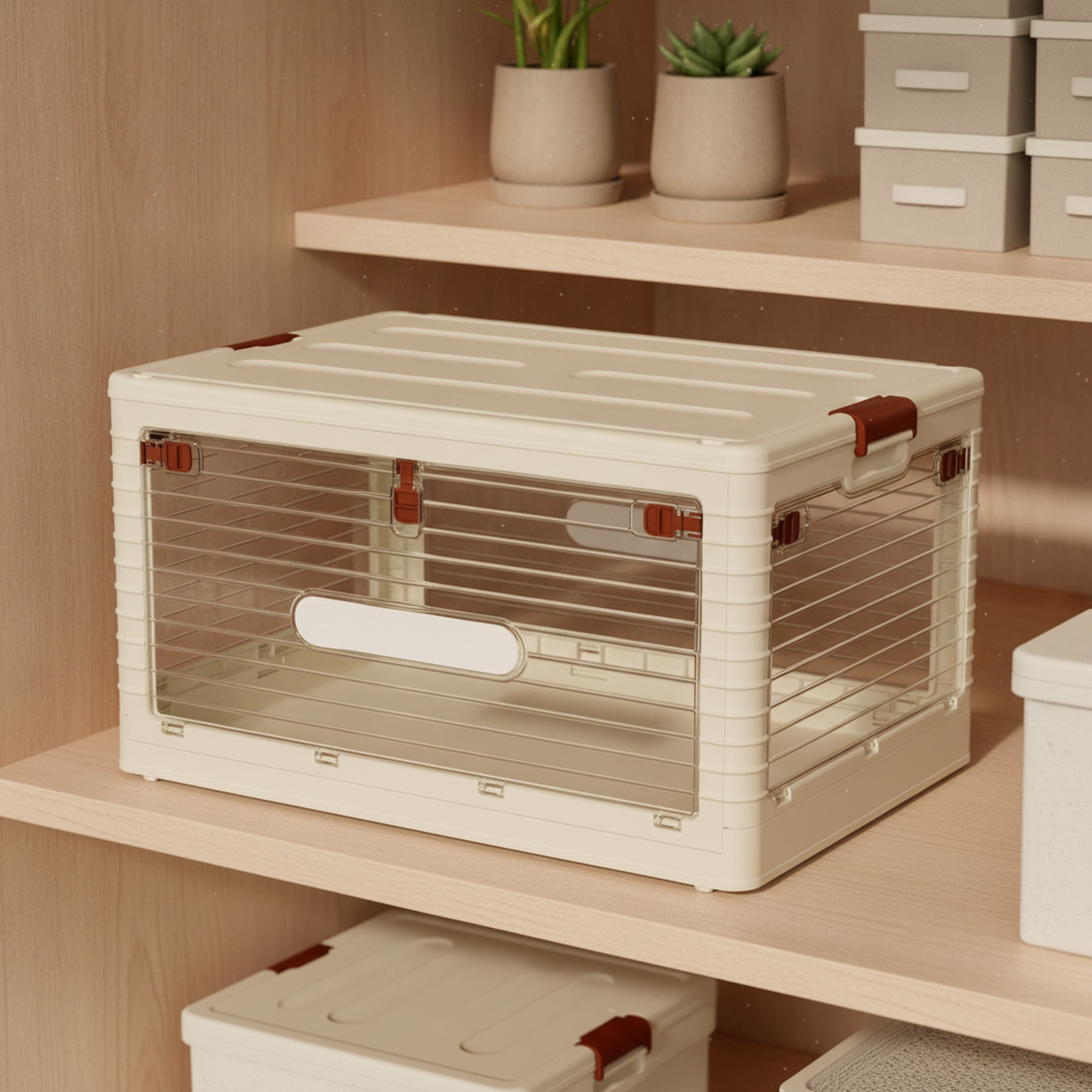 Boîte de rangement pliable transparente pour vêtements