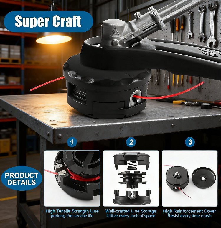 M10*1.25 Brush Cutter Head No-Disassembly Trimmer Line for Garden Tools