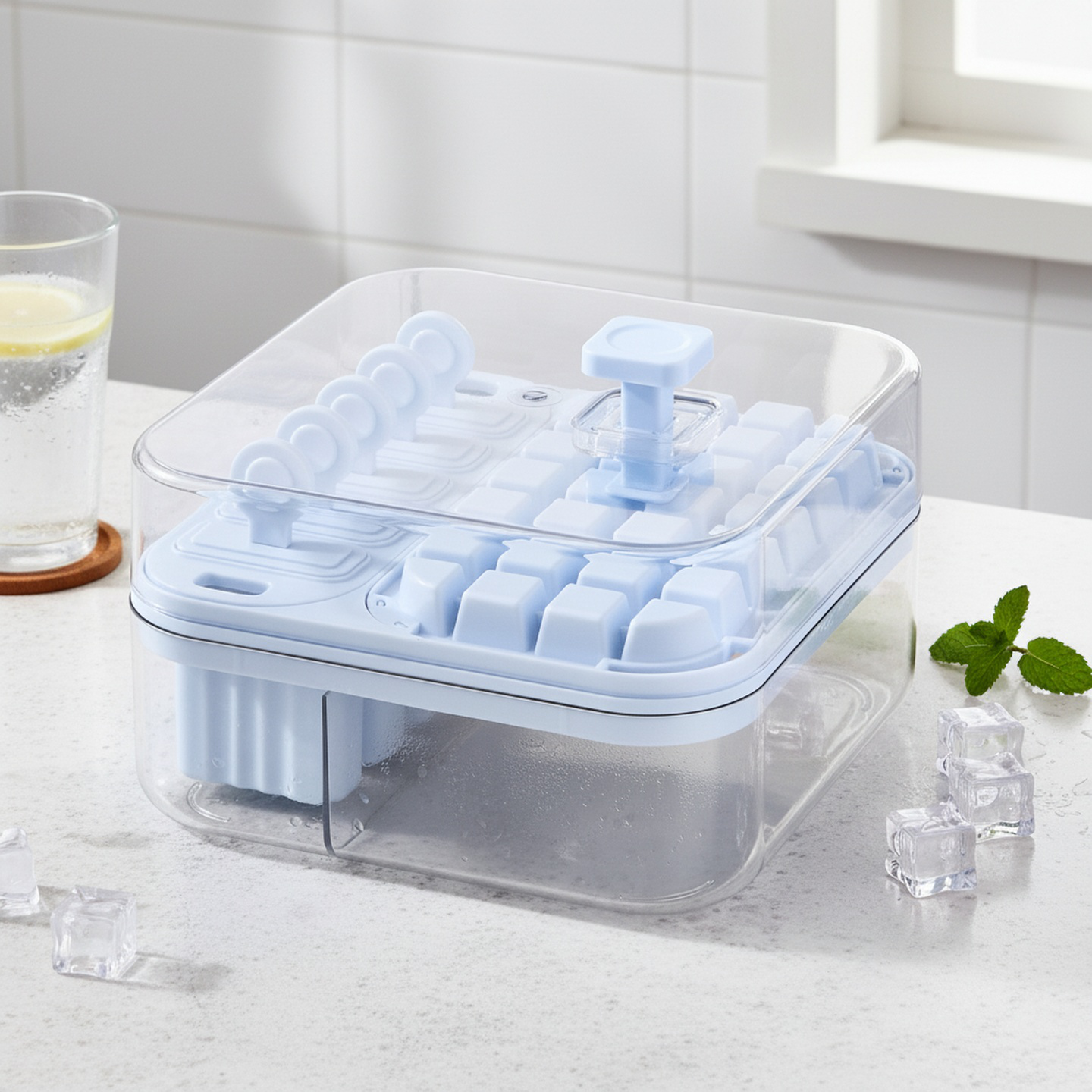 2-in-1 ice cube mold, ice tray, ice maker with lid, perfect for freezing baby food.