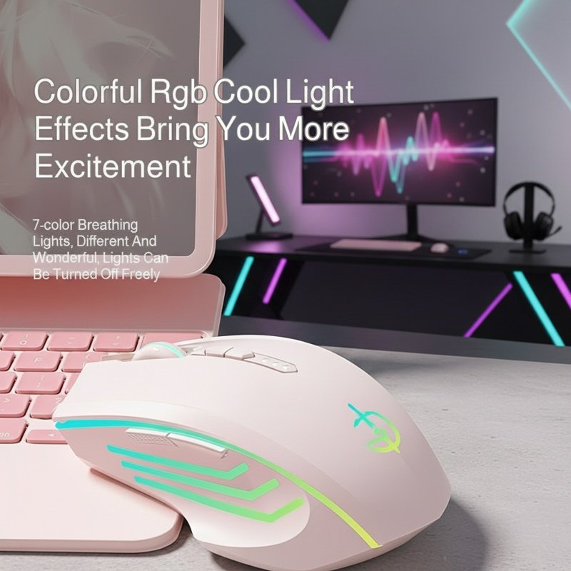 Souris de jeu Bluetooth silencieuse sans fil, rechargeable, pour ordinateur portable et de bureau