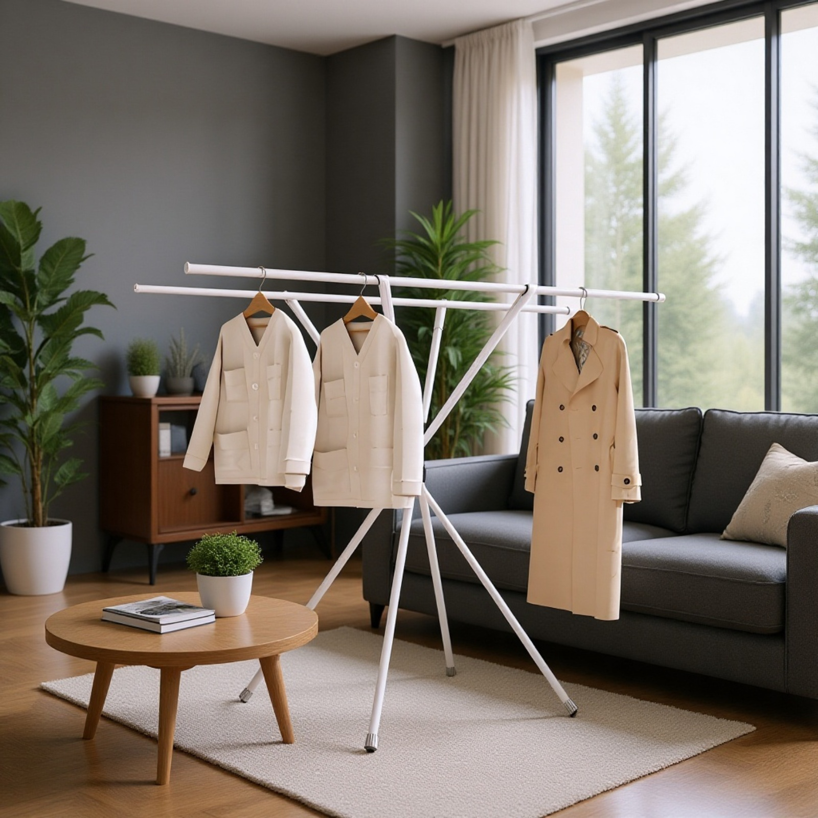 Indoor Clothes Drying Rack, X-Shaped, Foldable, Easy Assembly, No Extending Required, 20kg Load Capa
