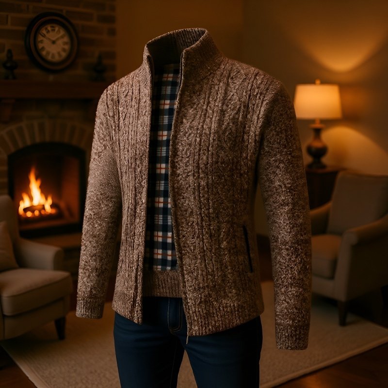 Warm Cardigan Sweater Men Sweater Casual Thickened Padded