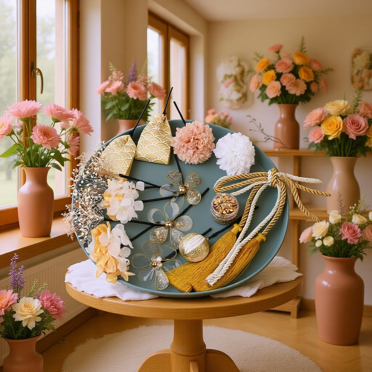 Japanisch inspirierter Haarschmuck mit Trockenblumen