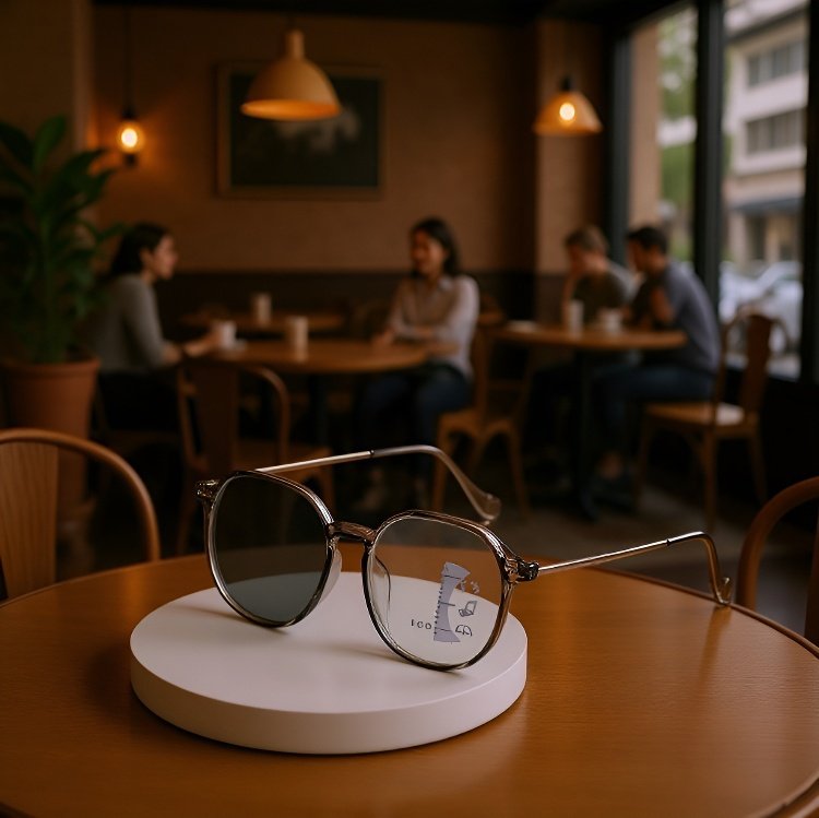 光感多焦点老眼鏡 高精細ブルーライトカット遠近両用メガネ