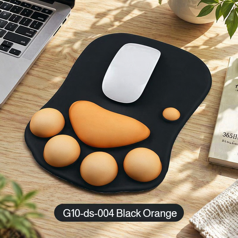 Cute and personalized silicone wrist rest mouse pad with cat paw design for computer laptops.