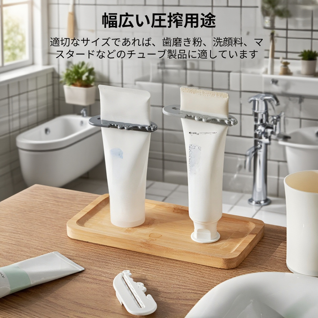 日本製歯磨き粉絞り器、ワニ型歯磨き粉絞り器、マスタードソフトゴムチューブ絞り器（3点セット）