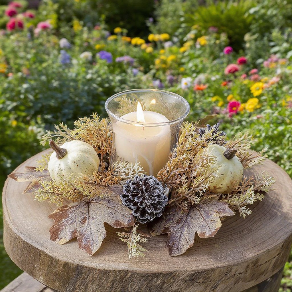 호박 솔방울 장식 화환