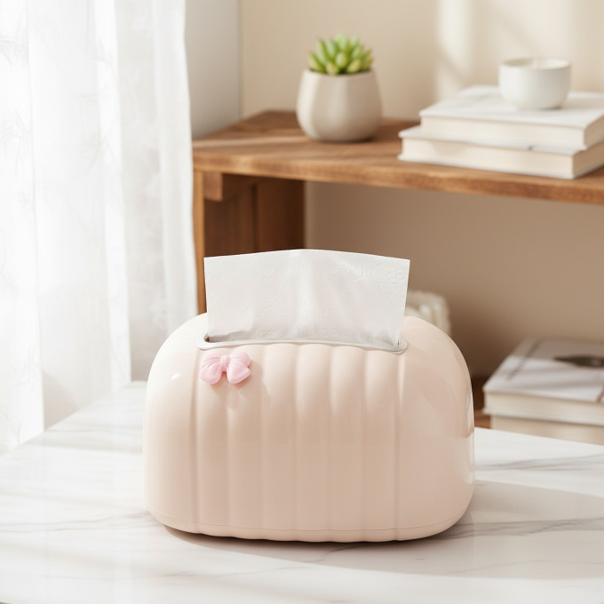 Cream Color Living Room Tissue Storage Box with Drawer