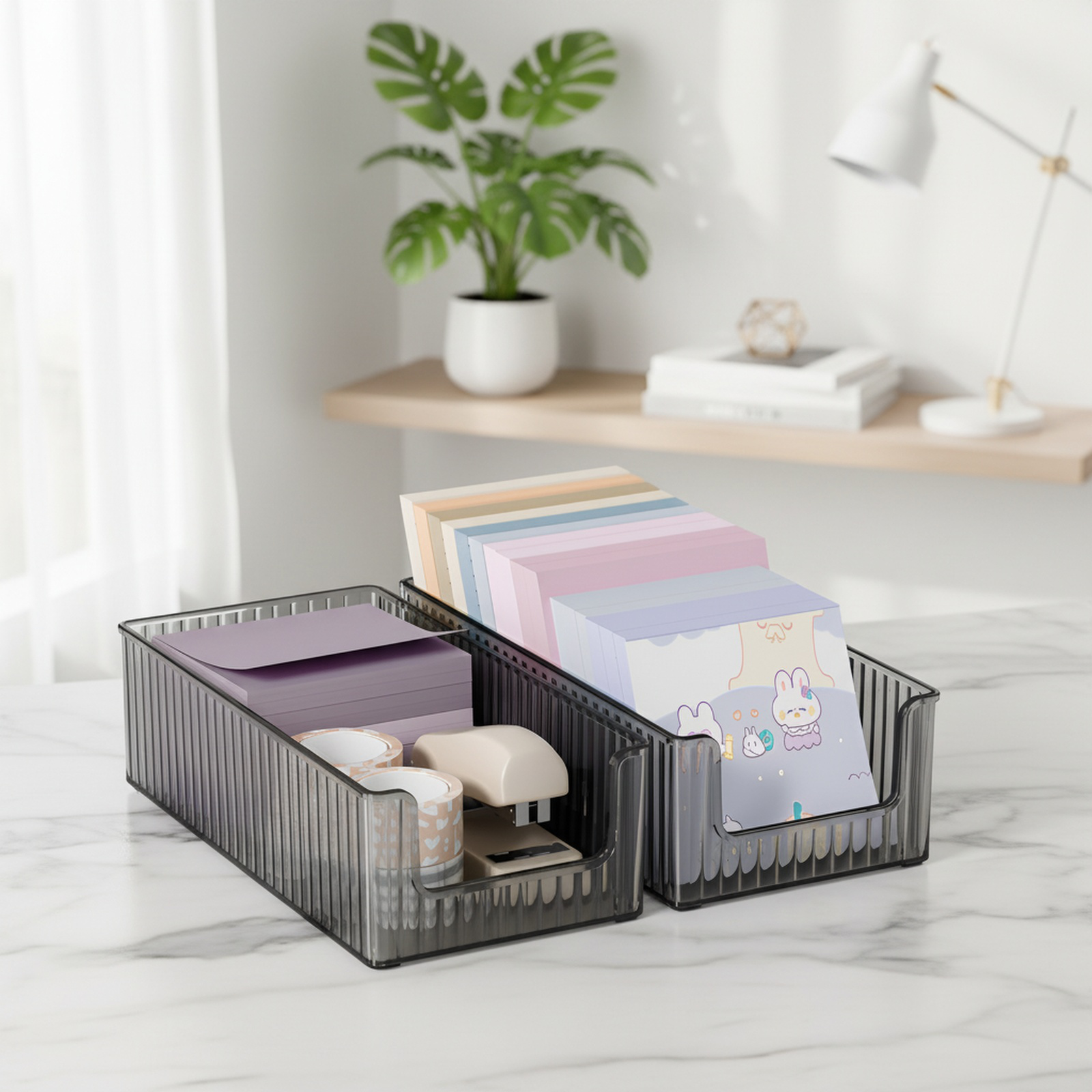 Space-saving desktop organizer for pens and papers