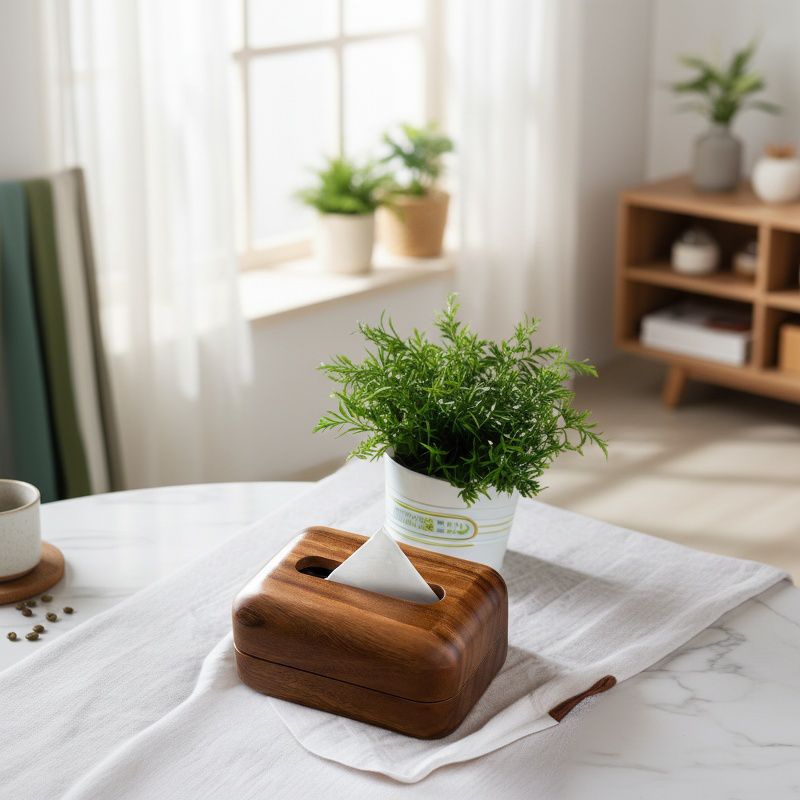 Boîte à mouchoirs multifonction en bois