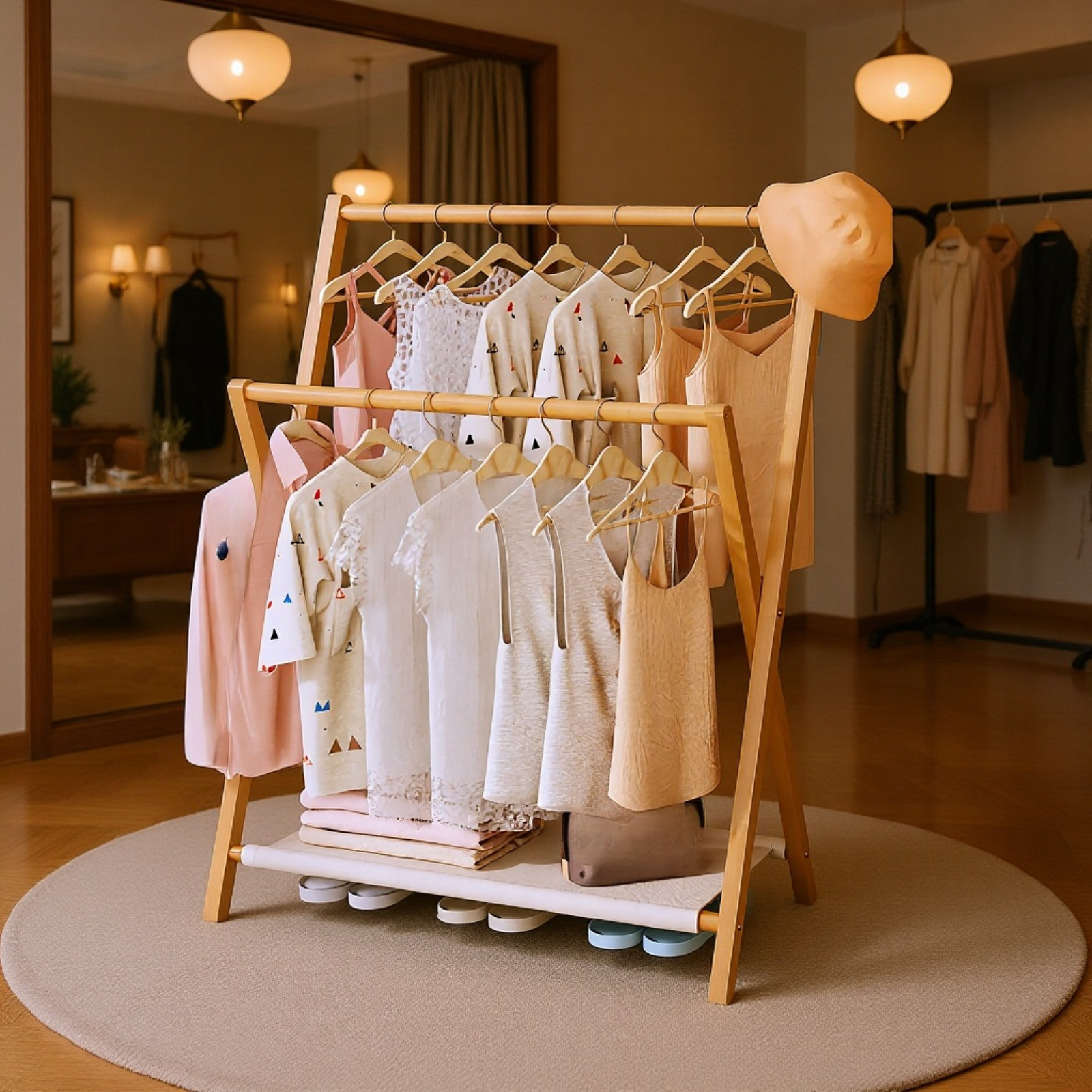 一人暮らしに最適な竹製晾衣架