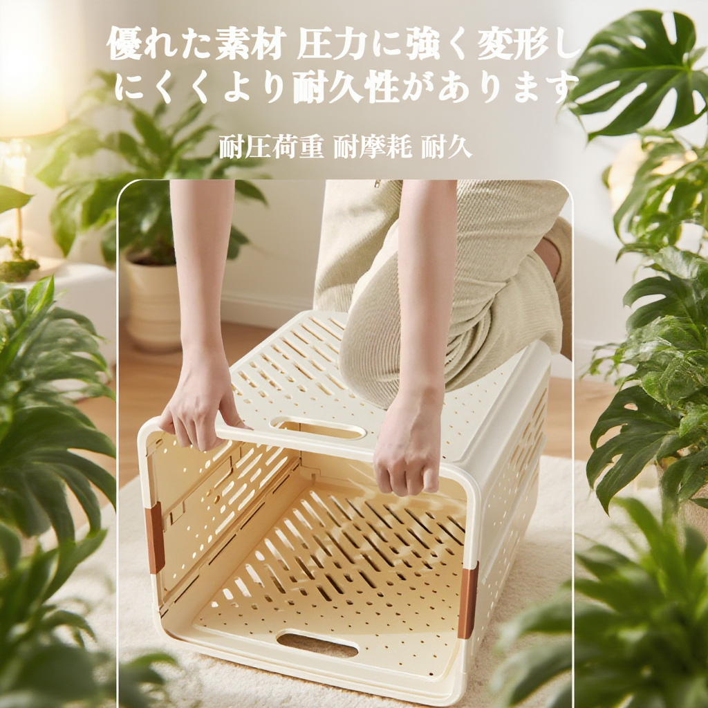 ランドリールームに置かれた大容量ランドリーバスケット