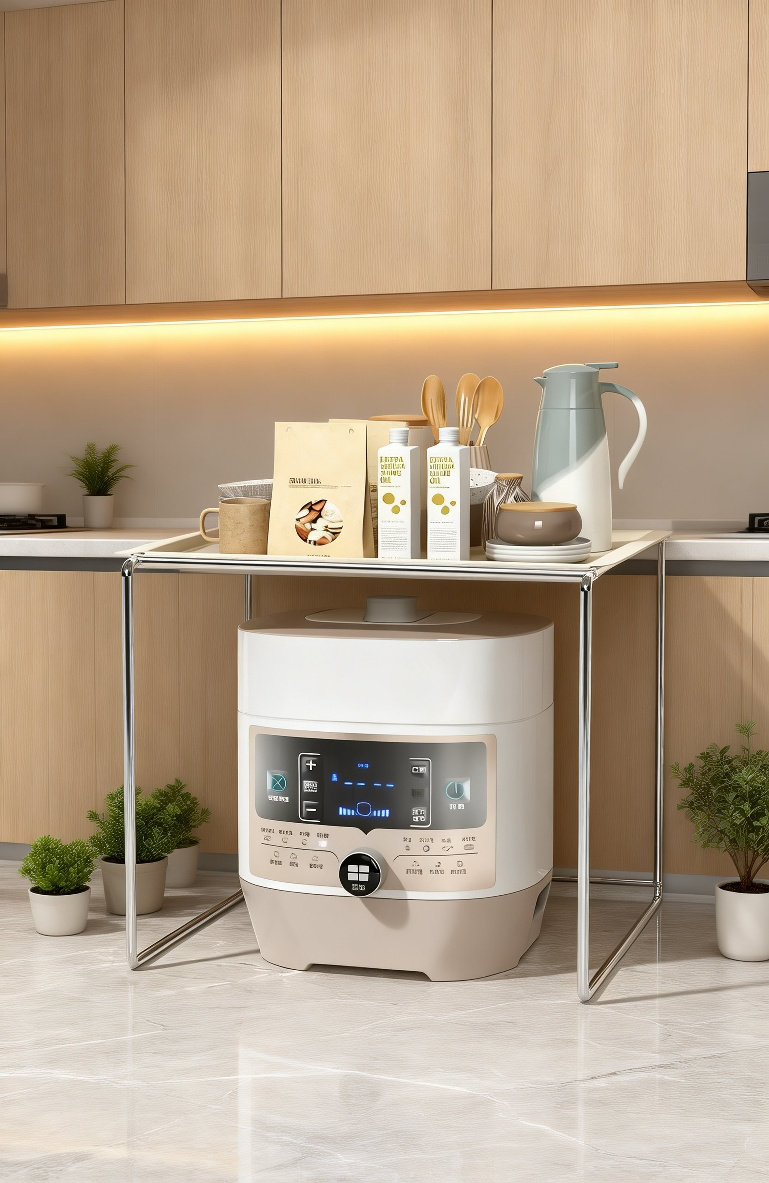 電子レンジ台として活用できる収納ラック