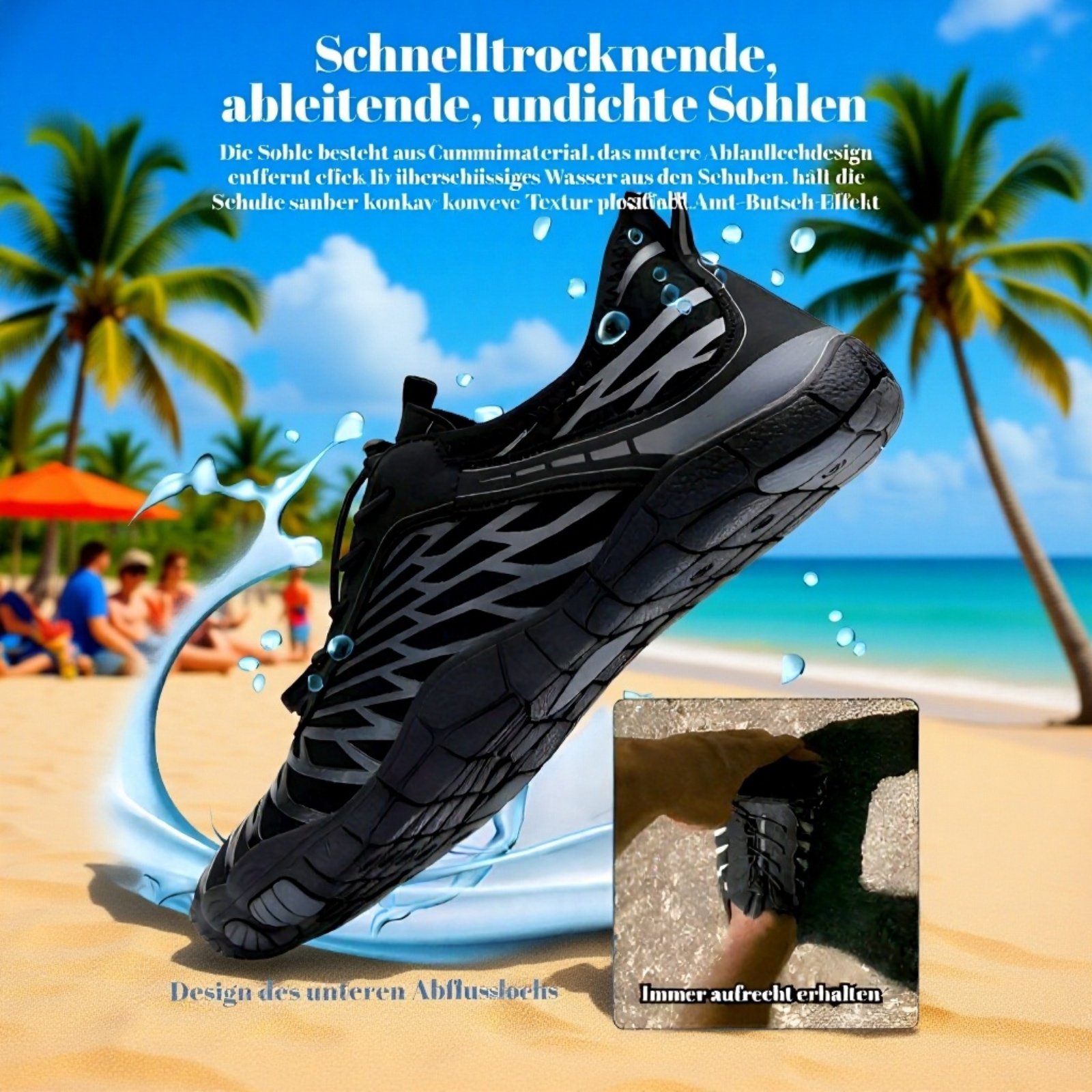 Outdoor-Wasserschuhe mit Vollsohle für Flusswanderungen