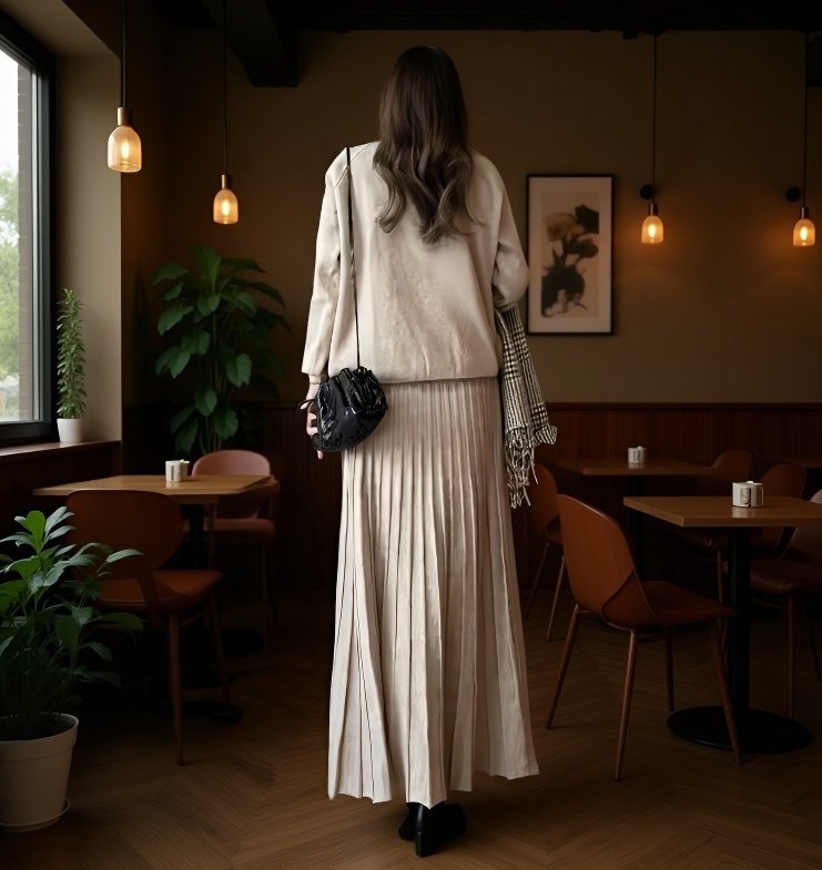 Aラインプリーツスカート前面写真