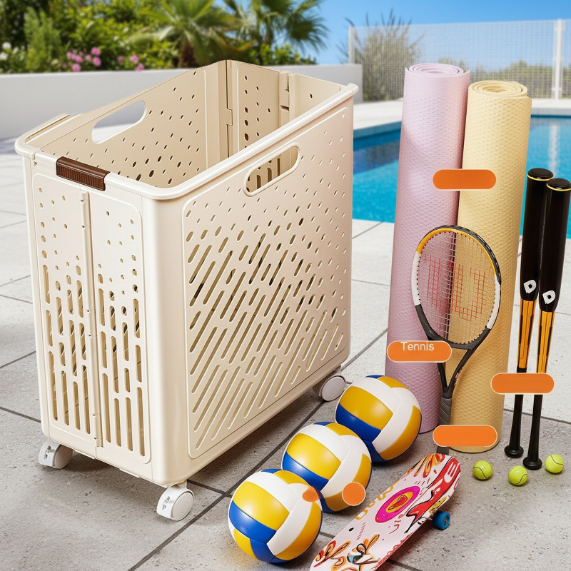 Organizing sports equipment in a mobile basket