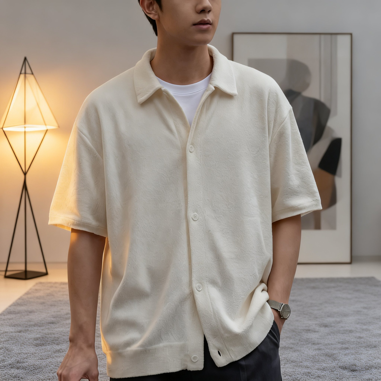 開襟デザインのディテールショット