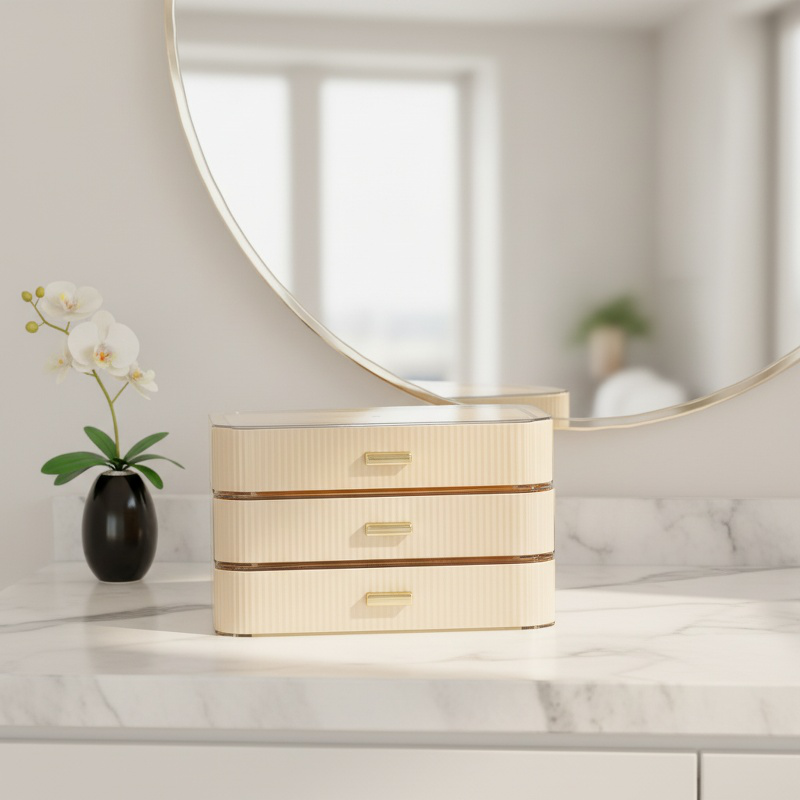 Acrylic Cosmetics Organizer with Drawers Desktop Skincare Shelf