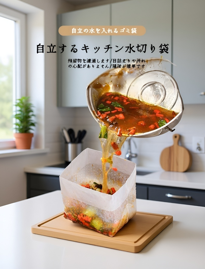 自立式沥水袋 キッチンで使える便利な水切り袋
