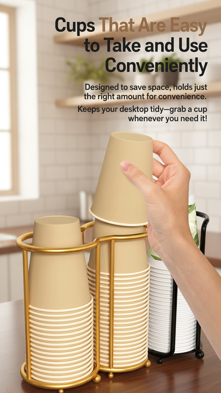 Easy access milk tea and coffee cup rack