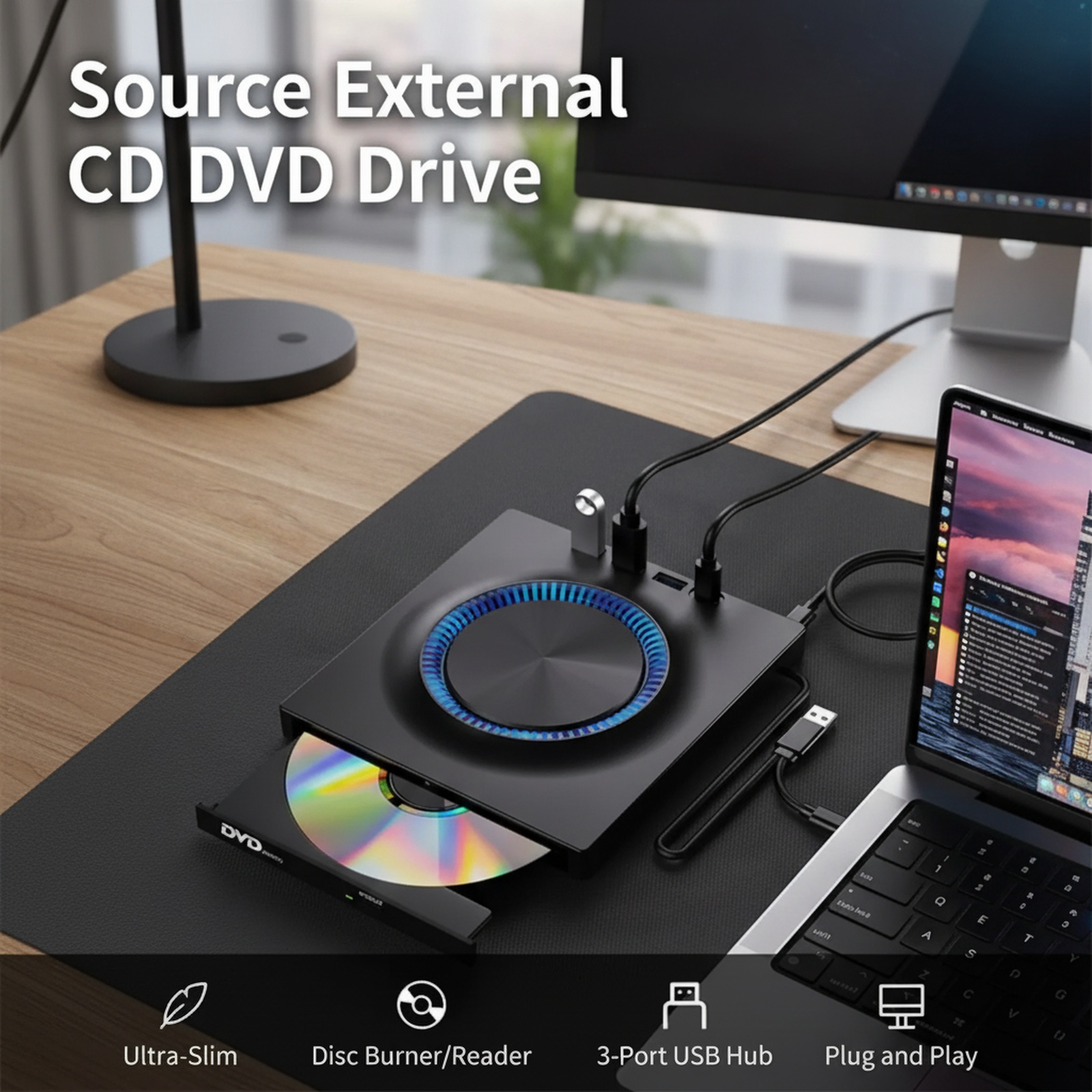 Externer USB DVD-Brenner und Laufwerk