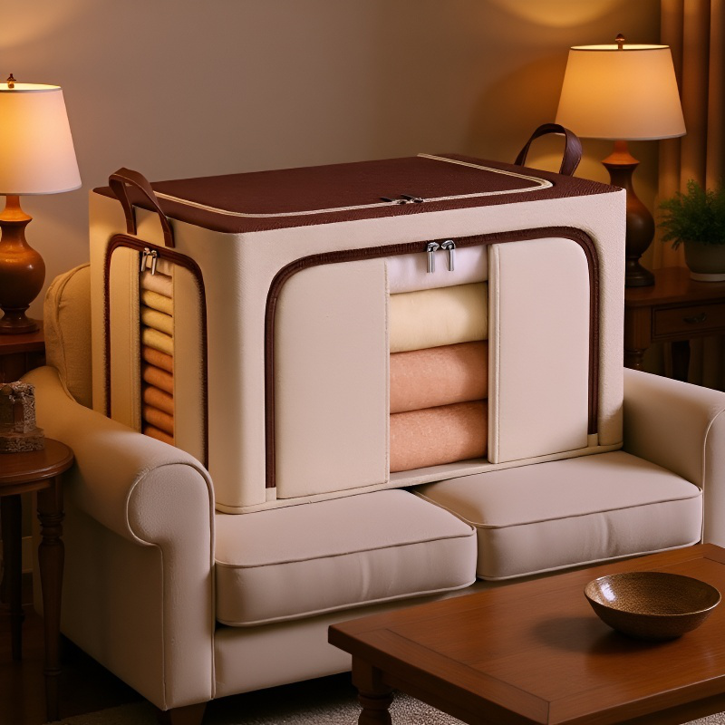 収納ボックス 折りたたみ 衣装ケース 【天面・前面・側面 3方向開閉】 鉄骨フレーム スタッキング 布団収納ケース 衣類 整頓ボックス 中身が見える窓付き 大容量 防塵 防湿 耐荷重 66L/100L