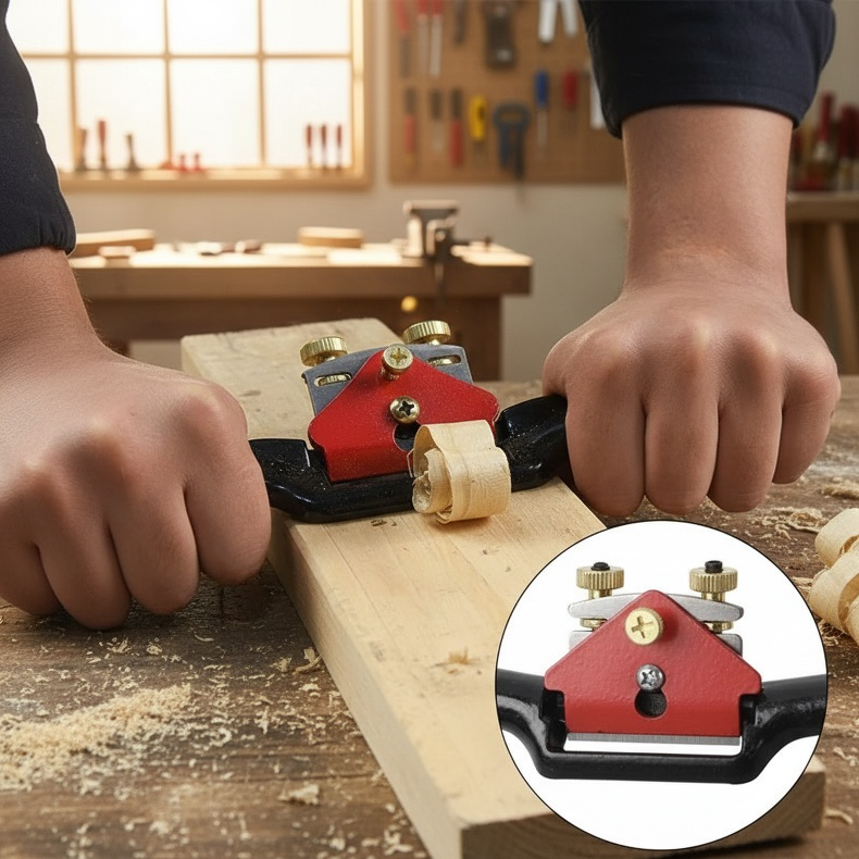 Handgeführtes Holzbearbeitungs-Hobel- und Trimmer-Set mit Buch