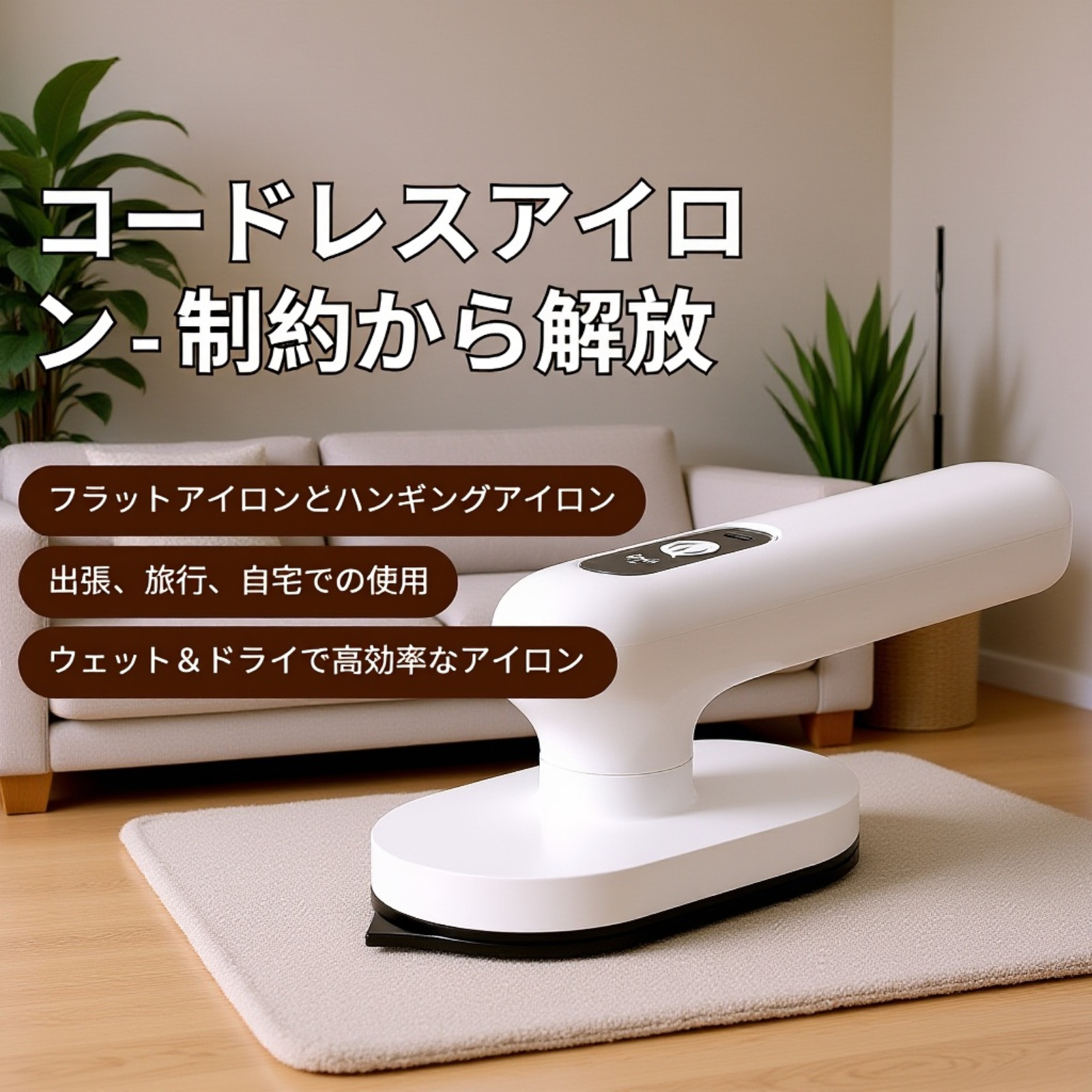 ワイヤレス充電式ミニアイロン