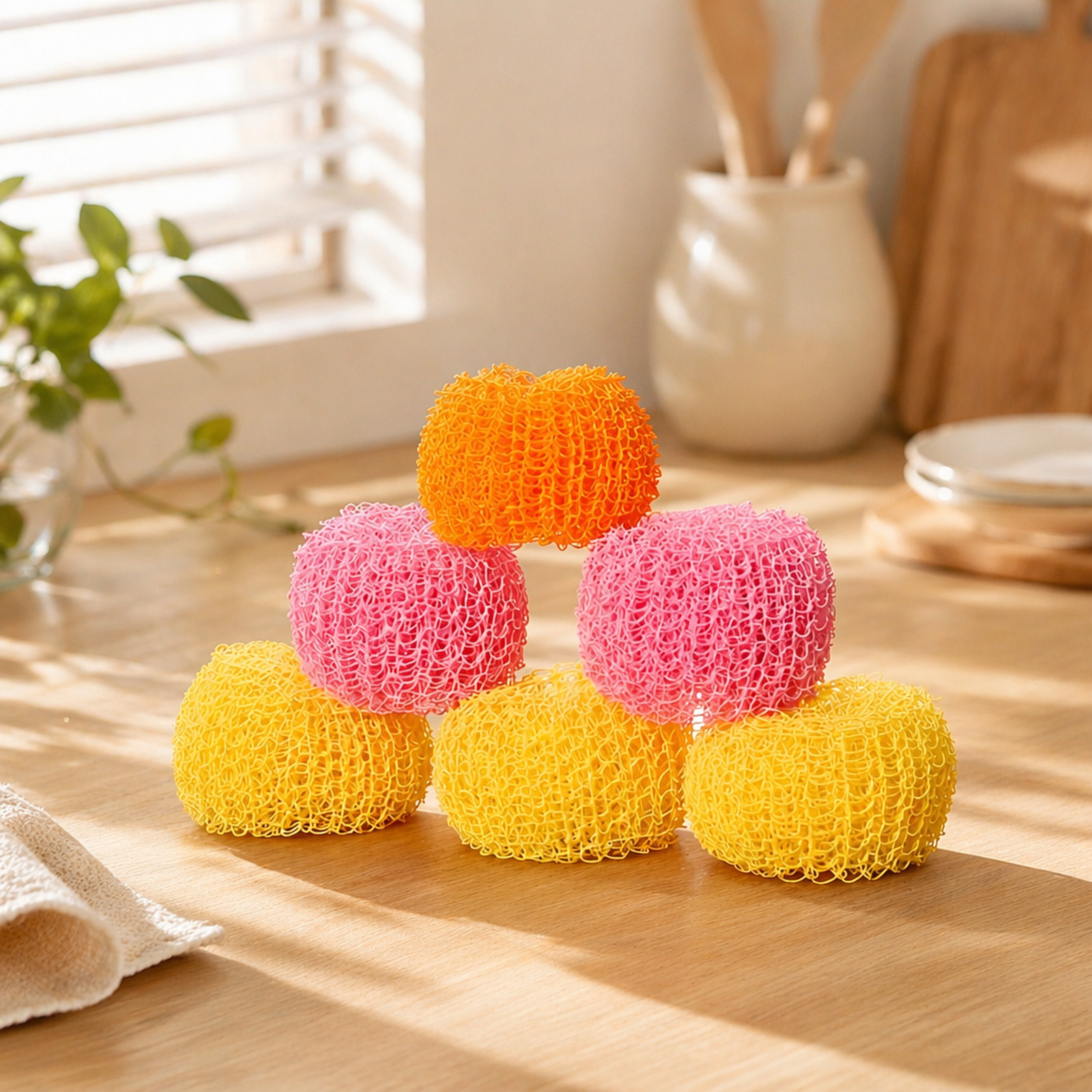 Brosse à vaisselle mignonne avec poignée et boule de nettoyage pour cuisine