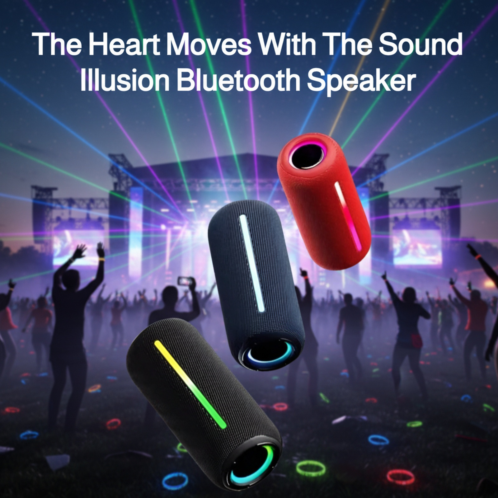 Front view of wireless high-power portable outdoor waterproof Bluetooth speaker