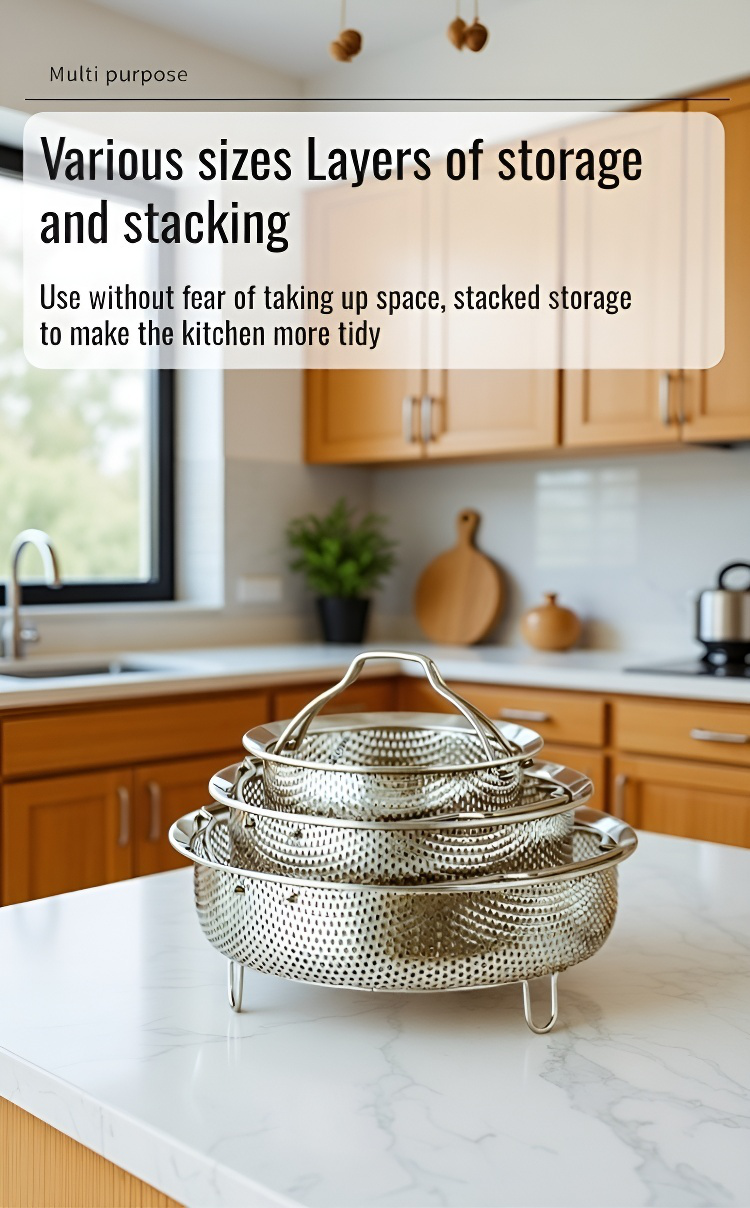 Easy clean stainless steel steamer and washing basket