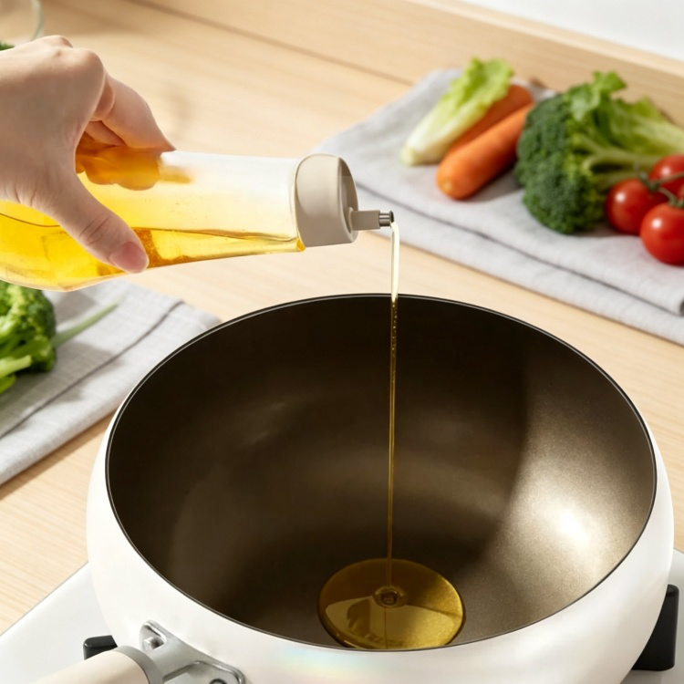 Olla de cristal de titanio pequeña, versátil para verduras y sopas