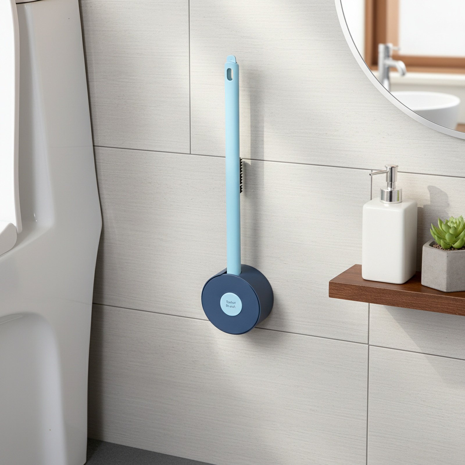 Brosse de toilette en silicone à accrocher, forme sucette