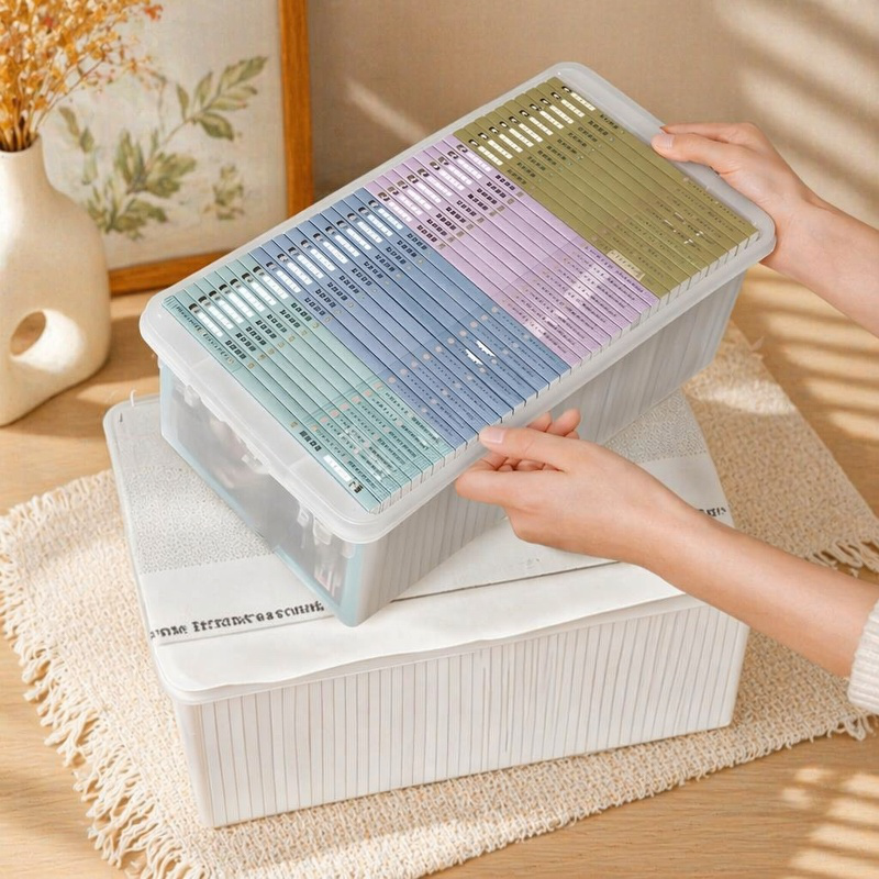 Caja de almacenaje con tapa cerrada