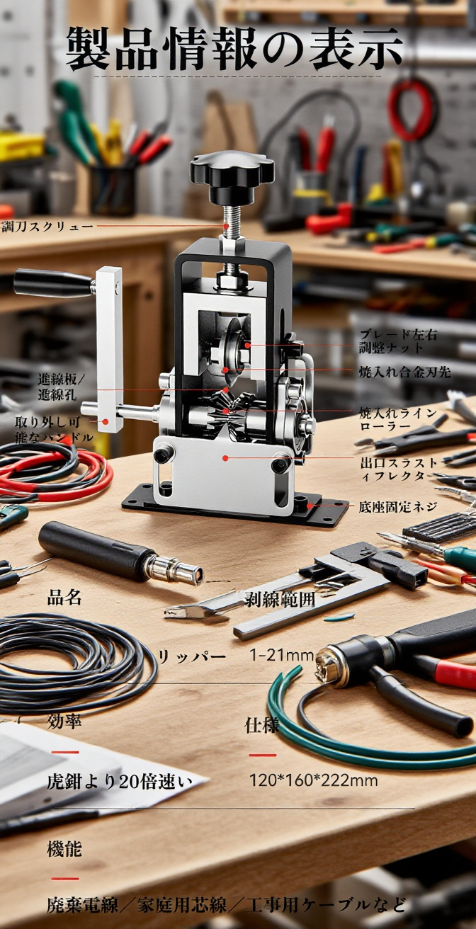 小型家庭用ワイヤーストリップマシンの外観