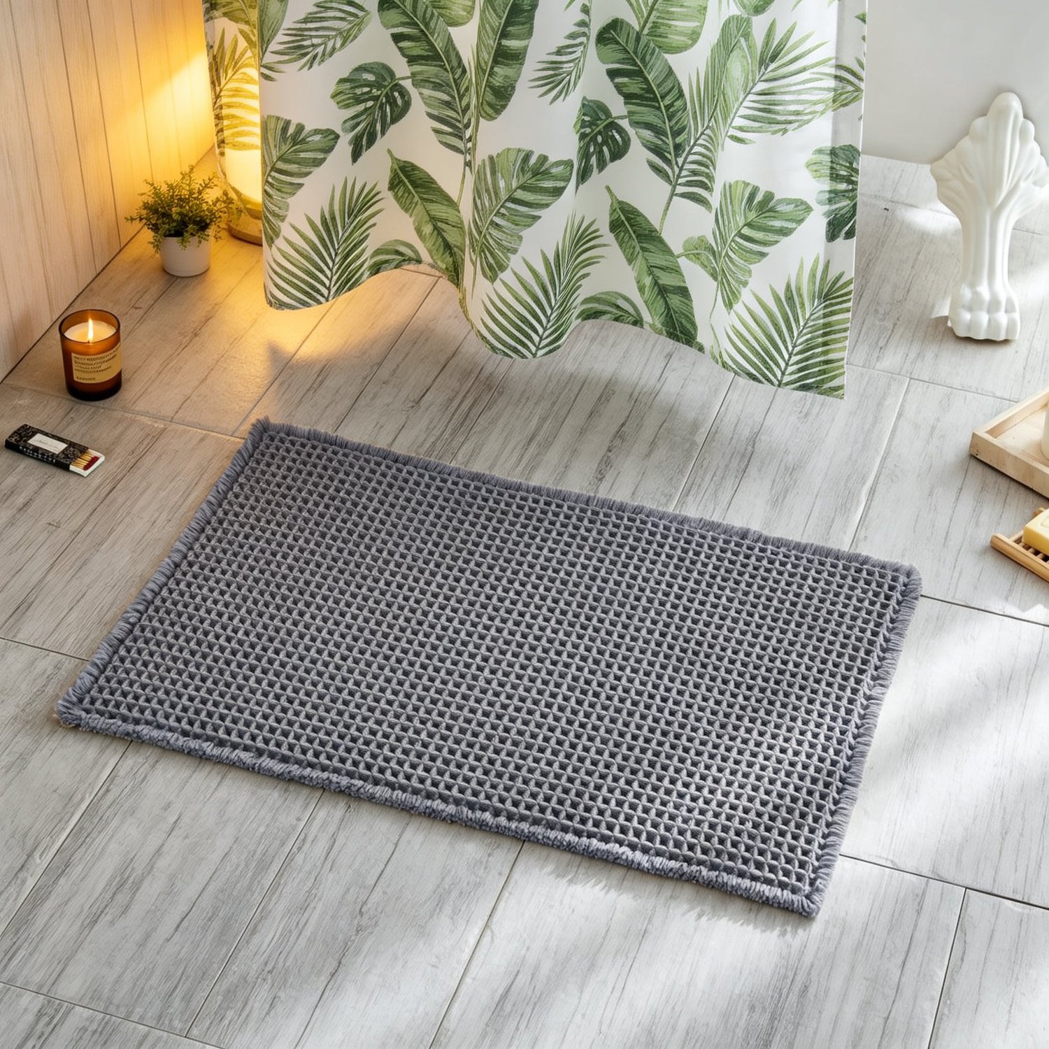 Tapete absorbente de agua, de secado rápido y antideslizante para baño y hogar