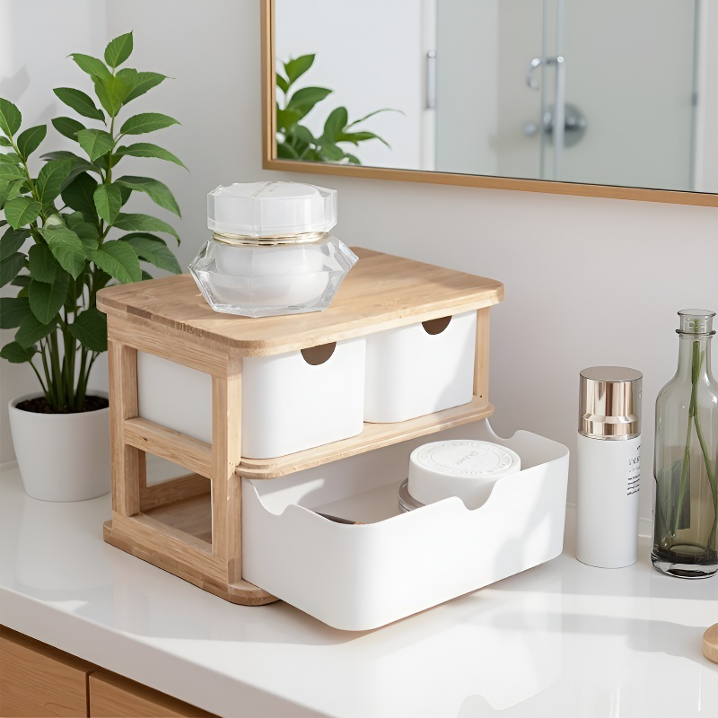 環境に優しい竹製収納ボックスのアップ