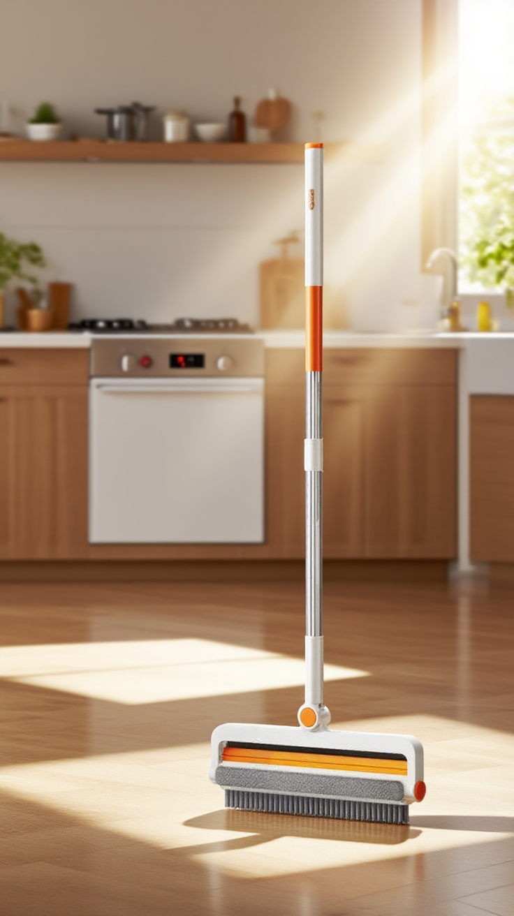 긴 손잡이 바닥 브러시 사용 장면