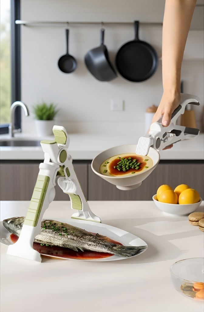 Pinza 4 en 1 para levantar platos calientes y proteger las manos