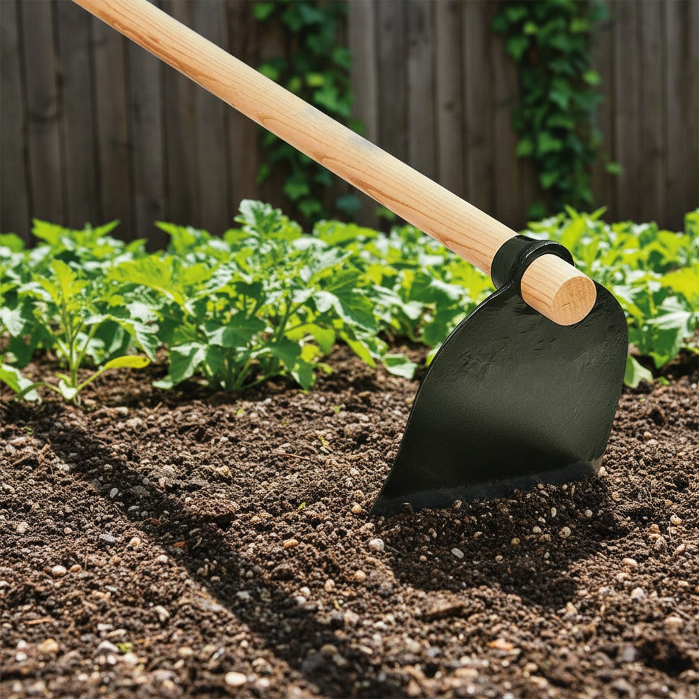 Forged garden weeding tool with ergonomic handle