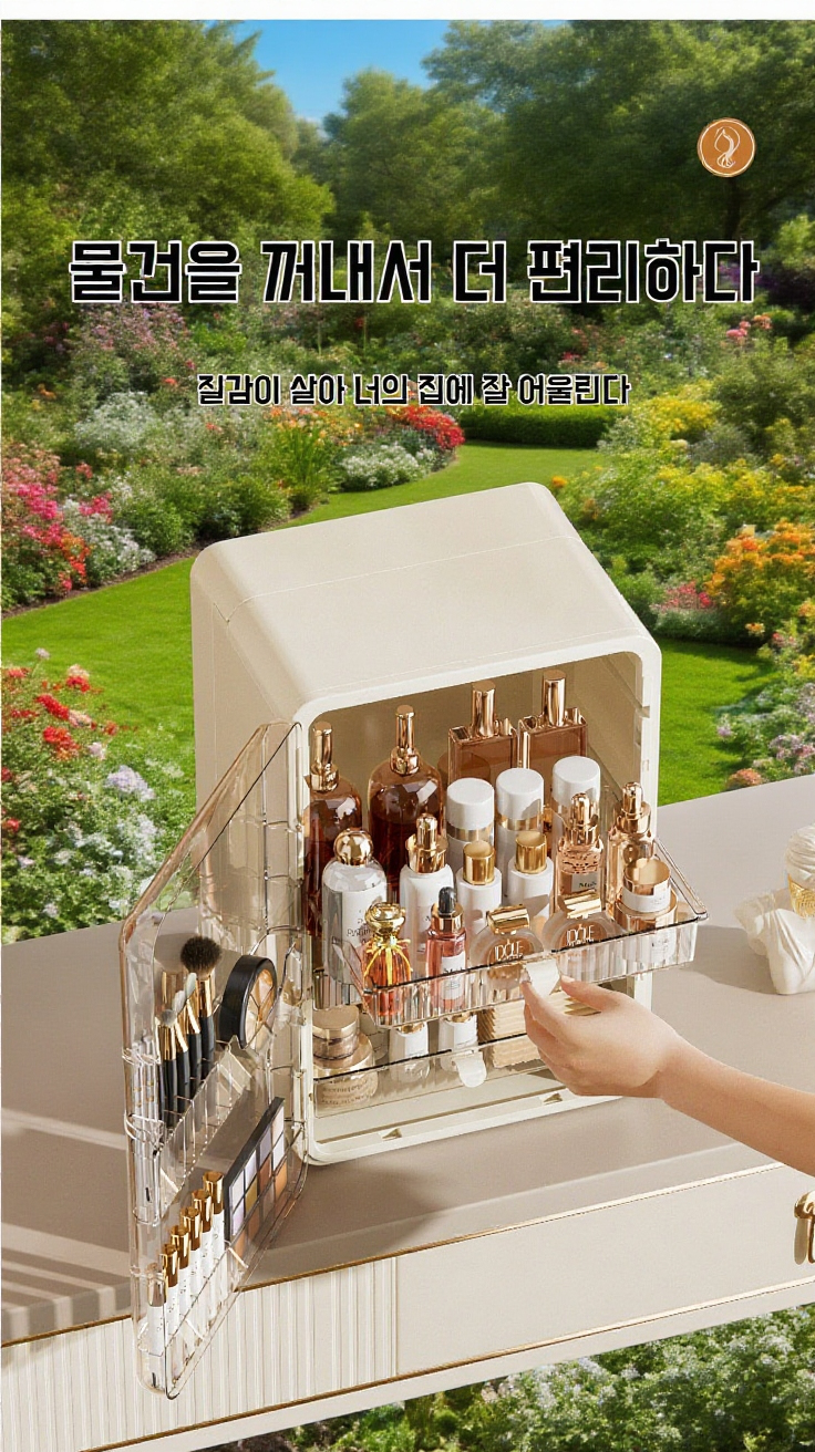 깔끔한 책상 위 화장품 오거나이저