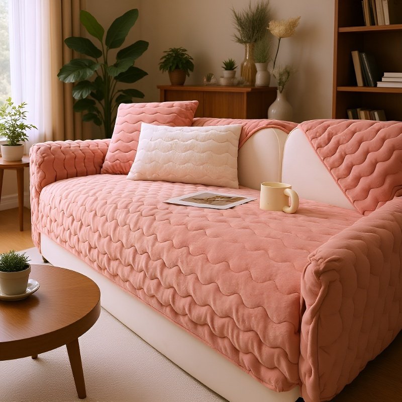 겨울 소파 커버 미끄럼 방지 두꺼운 보풀 대두 섬유 소파 커버 커버