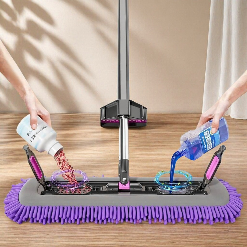 Handwaschfreier Flachmopp mit Clip-Tuch Groß Nass-Trocken