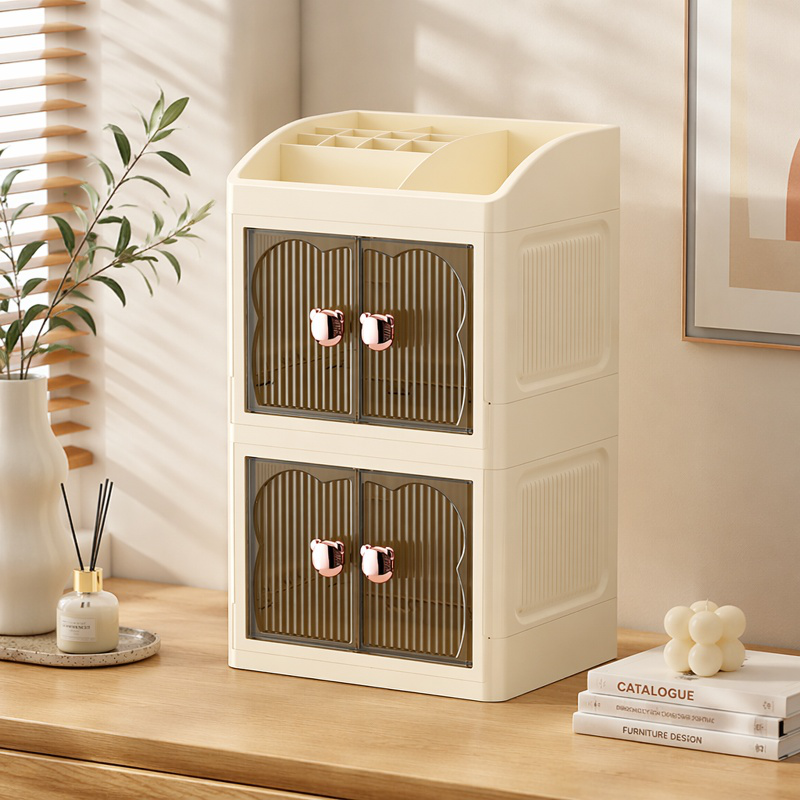 Multifunctional Desktop Makeup Storage Cabinet for Skincare and Cosmetics