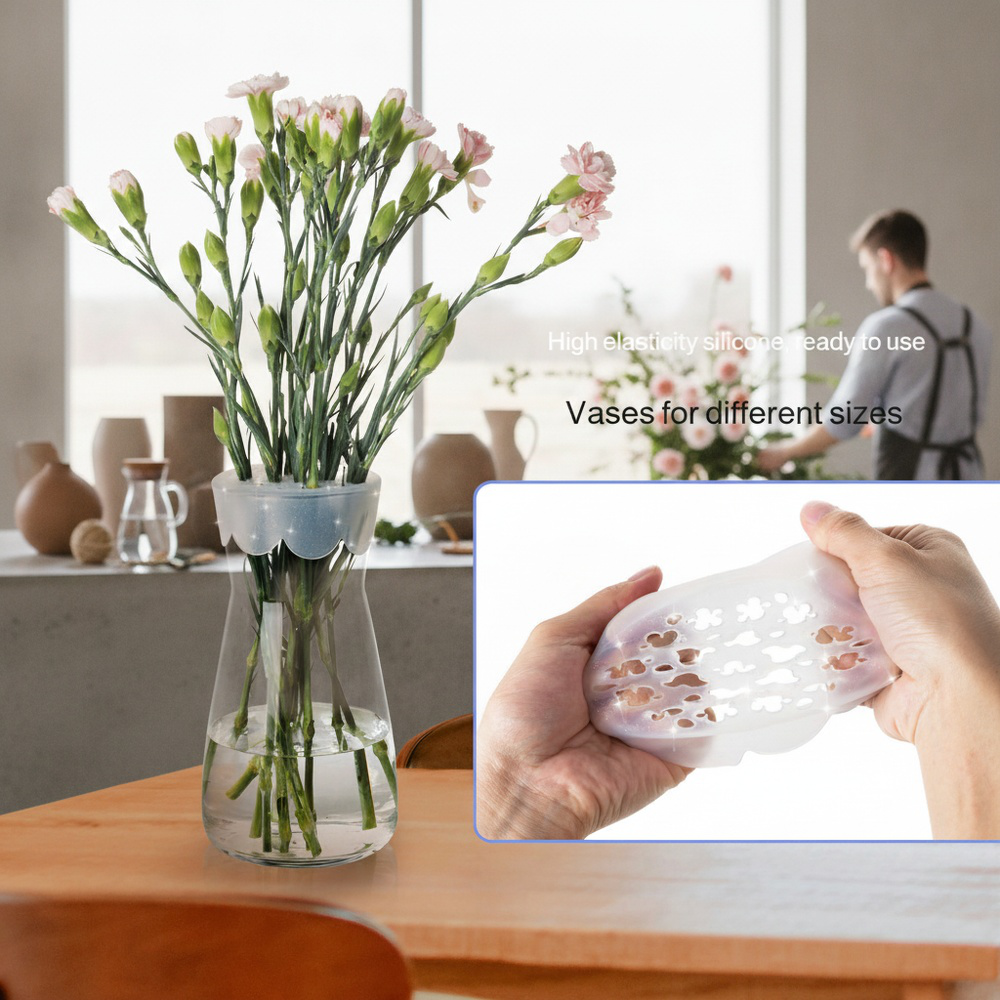 Silicone flower bouquet holder, spiral holder, flower stem support, flower vase