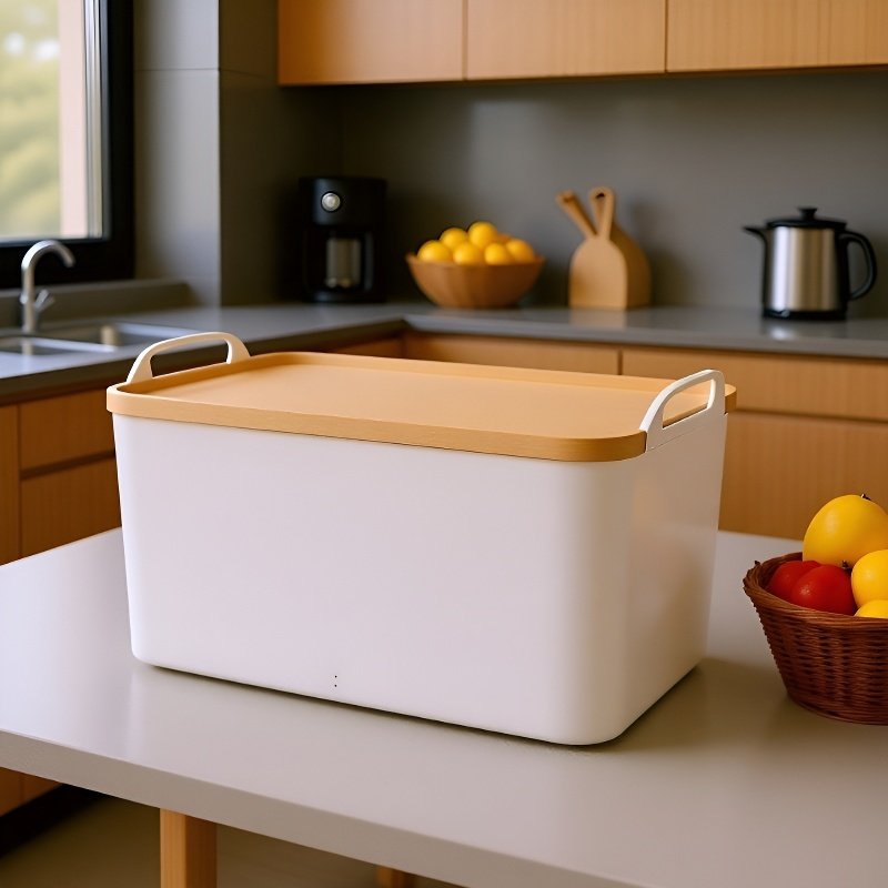 멀티 토트 수납함 솔리드 플라스틱 수납 정리함 덮개 달린 옷과 잡동사니 수납함