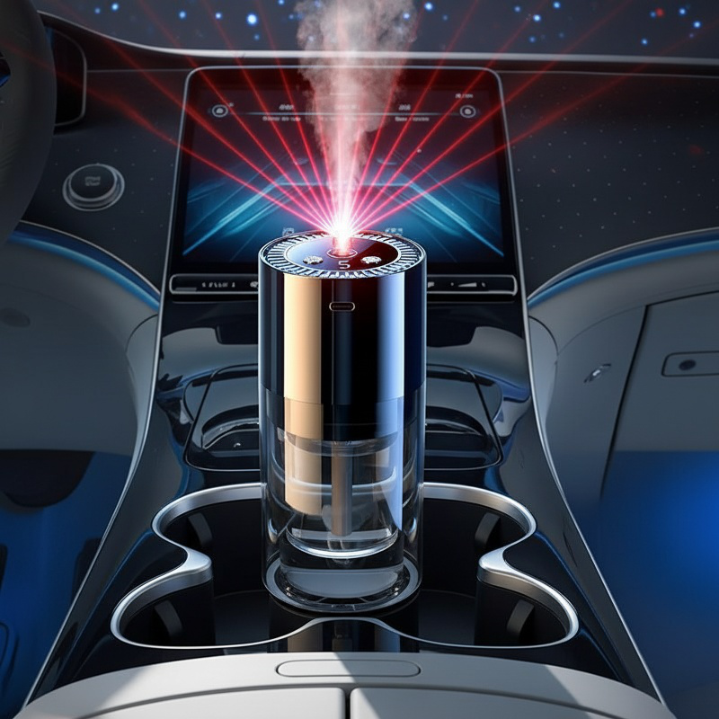 Smart car humidifier releasing fresh mist