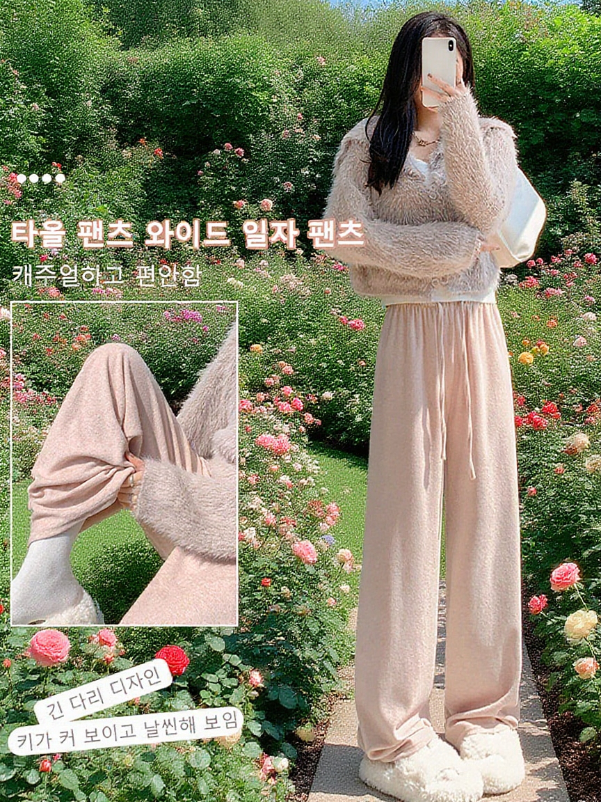 여성용 부드러운 드레이프 타월 스트레이트 팬츠【다재다능 바지】